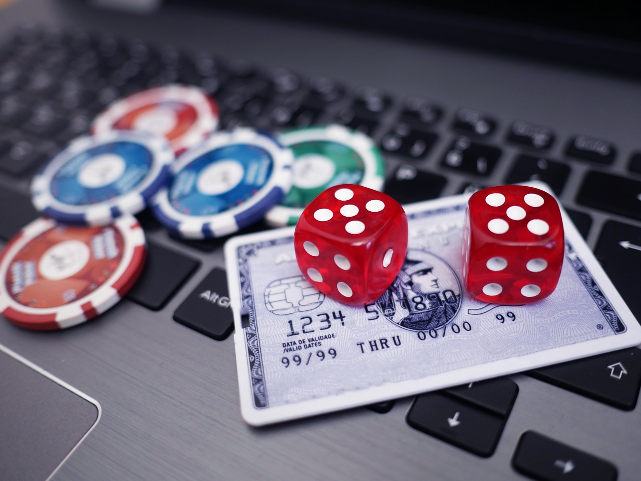 Casino interior with gaming tables and slot machines